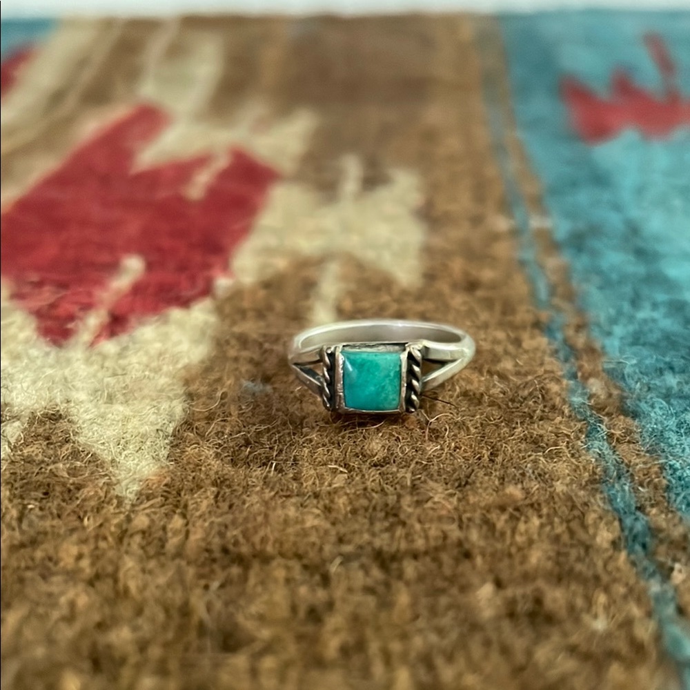 Sterling Silver Turquoise Square Stone Ring - Women's Jewelry